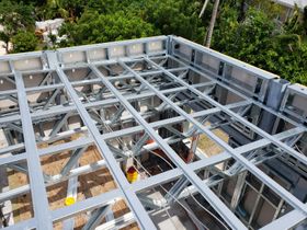 Bauhu hurricane resistant modular kit home under construction on Elbow Cay, Abaco in The Bahamas